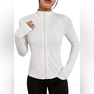 Yoga aw white zip up sports jacket L L107-28